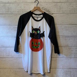 *My Paper Crane Heidi Kenney Halloween Bat 3/4 sleeve raglan shirt - XL